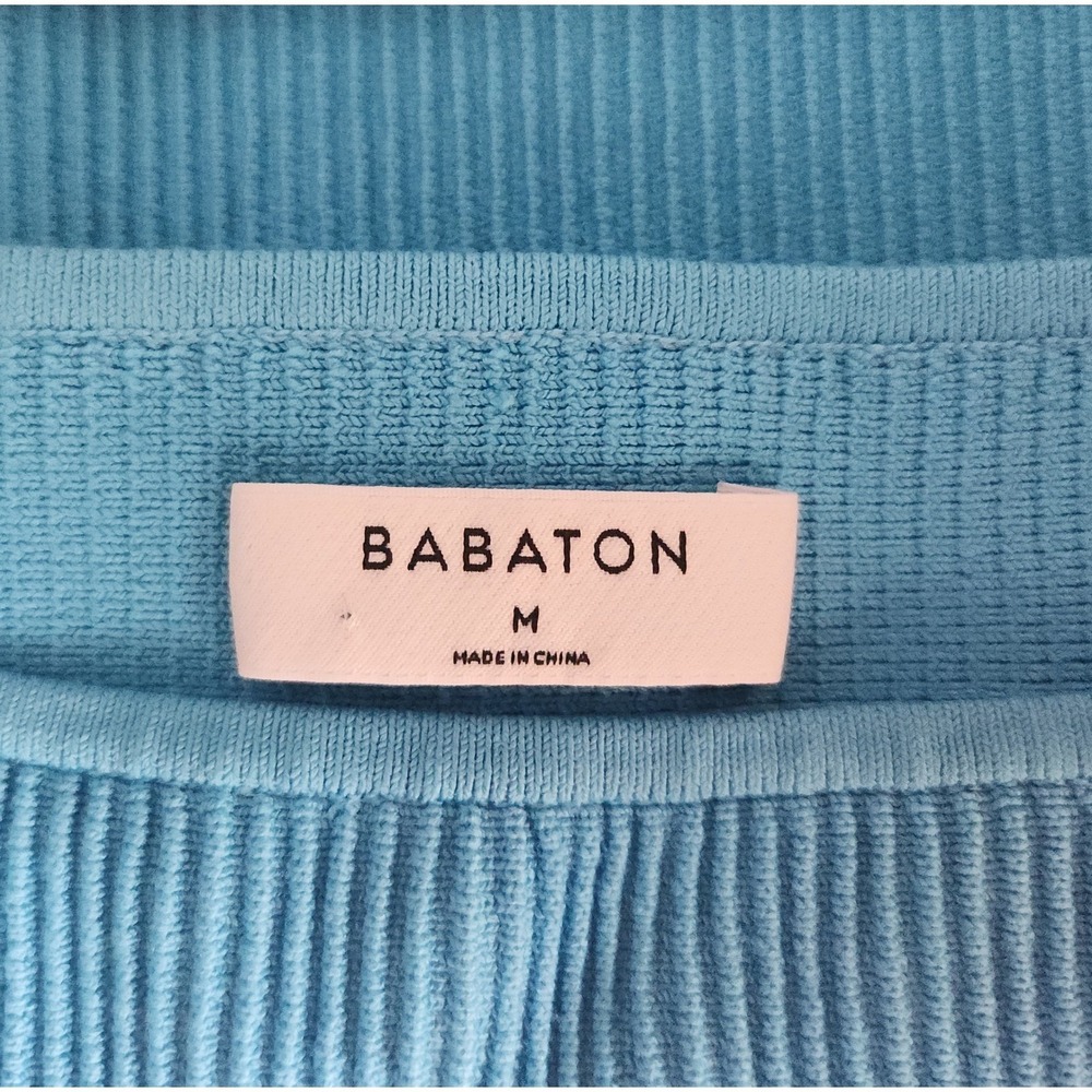 ARITZIA Babaton Sculpt Knit Ribbed Square Neck Crop Tank Top Blue Medium NWOT - Picture 3 of 6